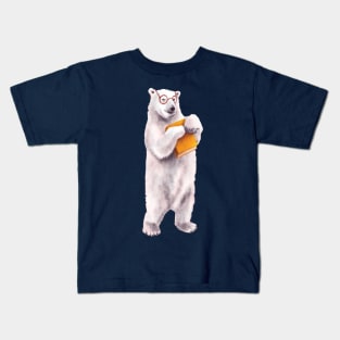 Smart Polar Bear Book Lover Kids T-Shirt